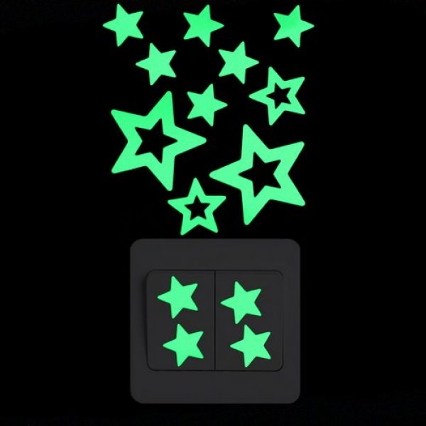 Sticker fosforescent cu stelute pentru intrerupator/priza, 10×10 cm, culoare verde