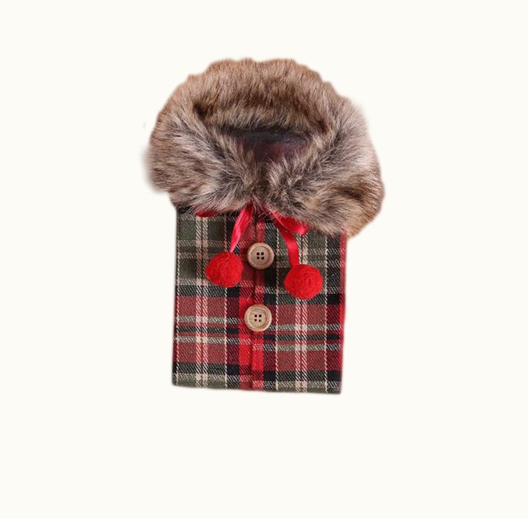 Husa pentru sticla de vin din material textil cu fundita rosie, 1 buc