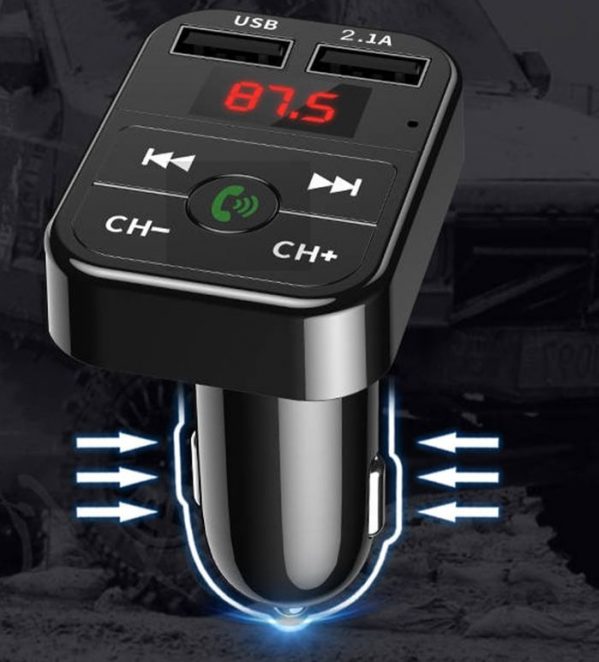 Modulator FM Bluetooth, dual USB, USB 5.0, MicroSD, culoare Negru