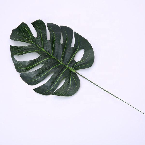 Frunza artificiala Philodendron, 17x35cm, pentru decor sau aranjament floral, culoare verde