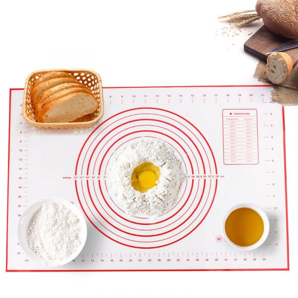 Plansa antiaderenta pentru aluat din silicon, 30×40 cm, culoare alb/rosu