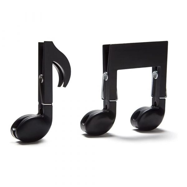Set 2 Cleme pentru haine, model Note muzicale, 14x2x21.5 cm, din plastic, culoare negru