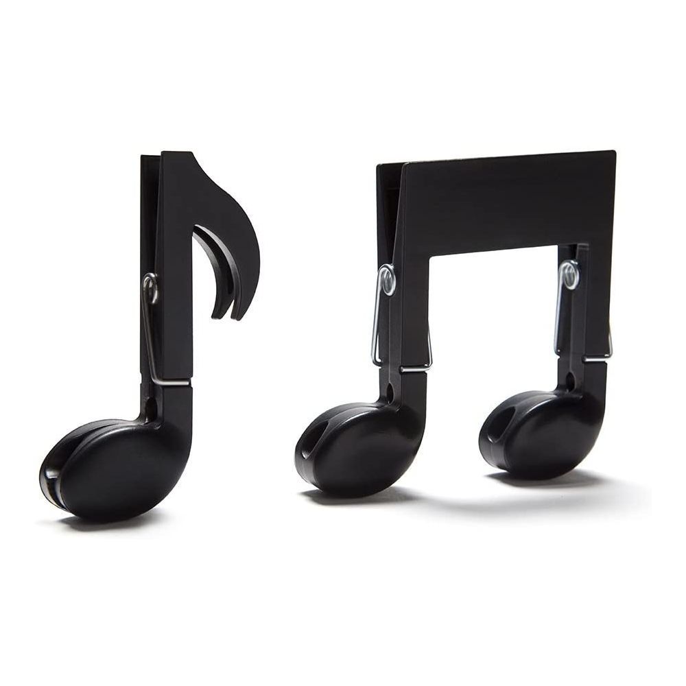 Set 2 Cleme pentru haine, model Note muzicale, 14x2x21.5 cm, din plastic, culoare negru