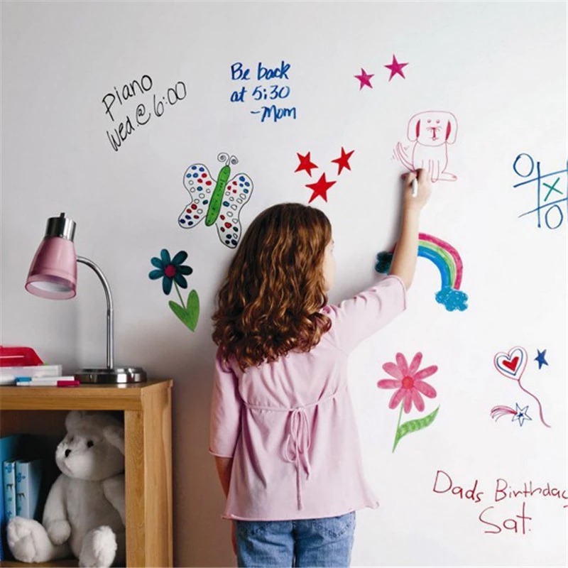 Tabla folie autocolanta din PVC, 45x200 cm, pentru scris sau desenat, culoare alb - imagine 4