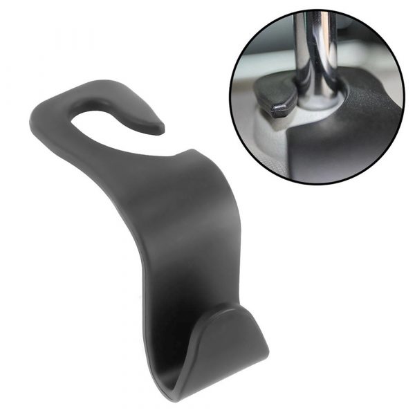 Set Suport tip cuier cu carlig pentru tetiera auto, 2 bucati, culoare negru, 11×3.5cm