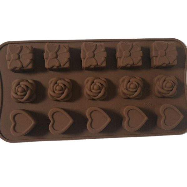 Forma din silicon pentru 15 praline, 21×10.5 cm, culoare maro