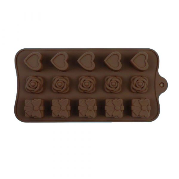 Forma din silicon pentru 15 praline, 21×10.5 cm, culoare maro