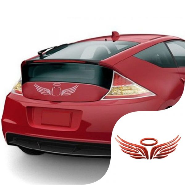 Ornament auto Aripi de inger 3D, 16cm x 5cm, culoare rosu