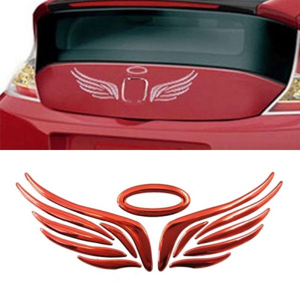 Ornament auto Aripi de inger 3D, 16cm x 5cm, culoare rosu