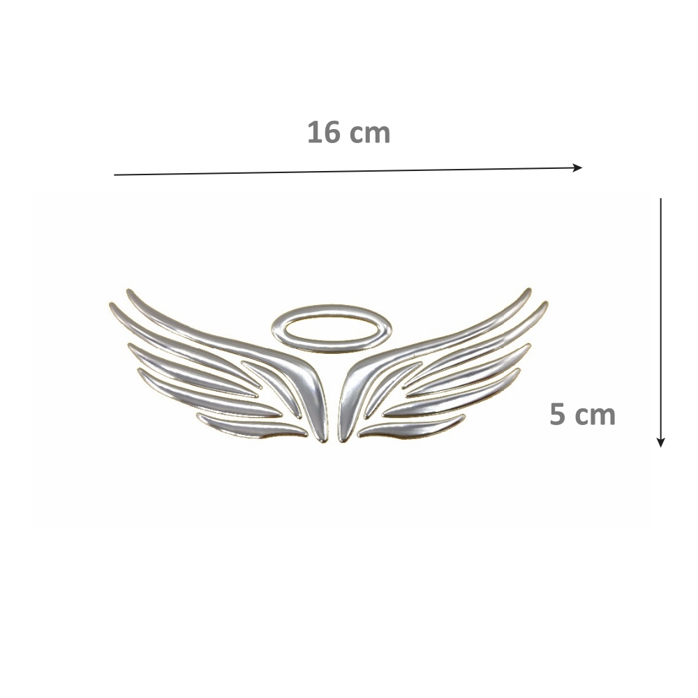 Ornament auto Aripi de inger 3D, 16cm x 5cm, culoare argintiu - imagine 2