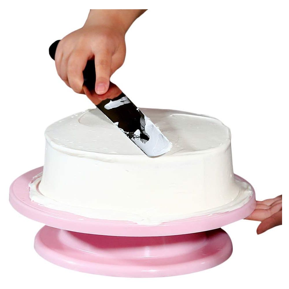Platou cu suport rotativ pentru ornare-prezentare tort, diametru 28cm, culoare roz - imagine 2
