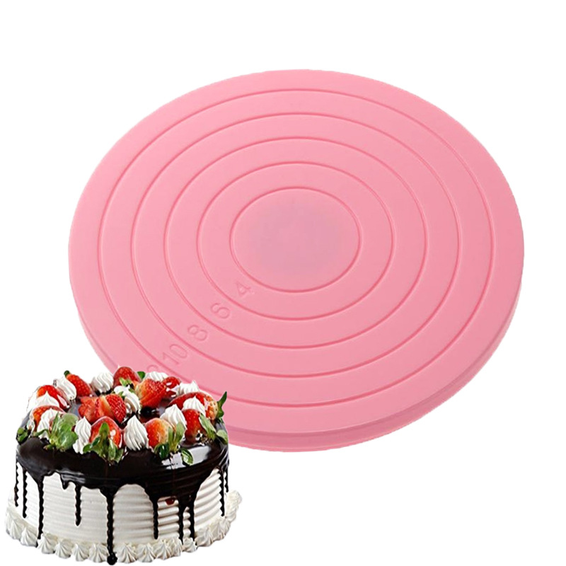 Platou cu suport rotativ pentru ornare-prezentare tort, diametru 28cm, culoare roz - imagine 5