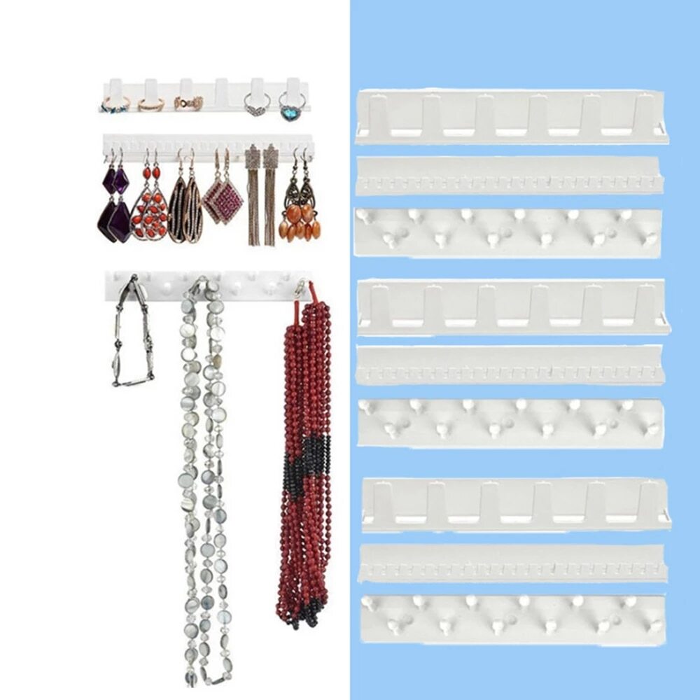 Set suport organizator vertical pentru bijuterii, 9 buc/set, culoare alb - imagine 3