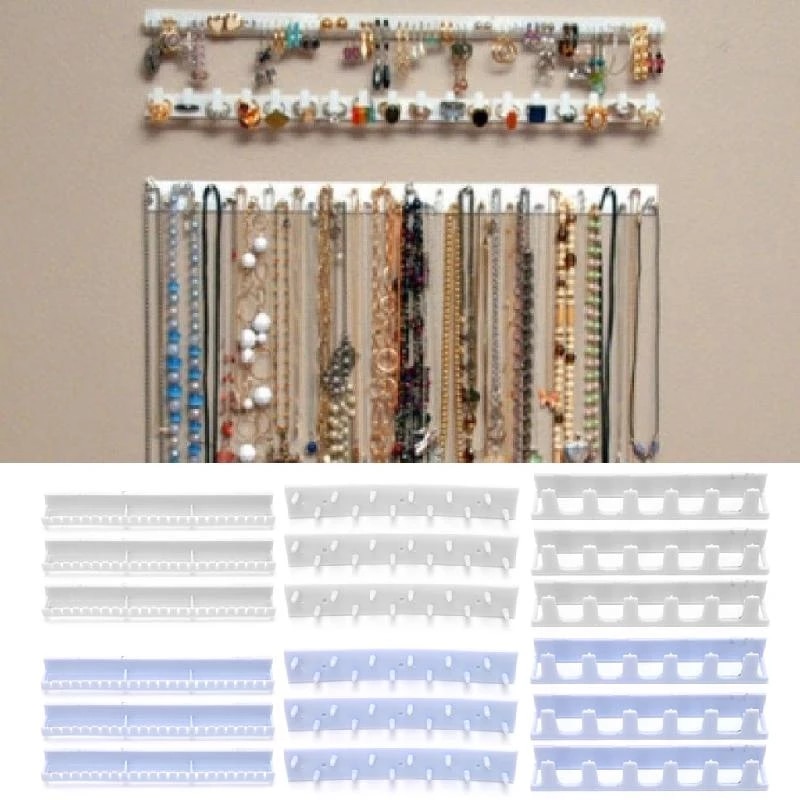 Set suport organizator vertical pentru bijuterii, 9 buc/set, culoare alb - imagine 4