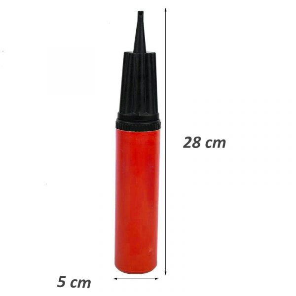 Pompa manuala portabila, pentru umflat baloane, 5x28cm, culoare rosu