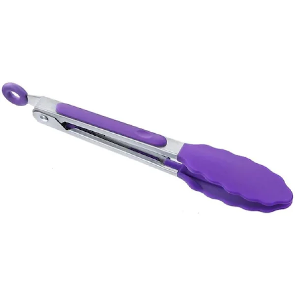 Cleste de bucatarie cu varfuri din silicon, maner din otel inoxidabil, 21 cm, violet