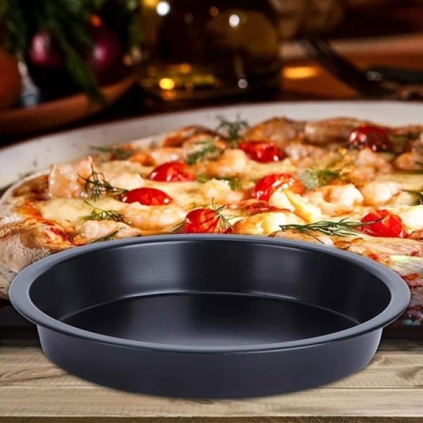 Tava de copt rotunda, material antiaderent, diametrul 25 cm, negru