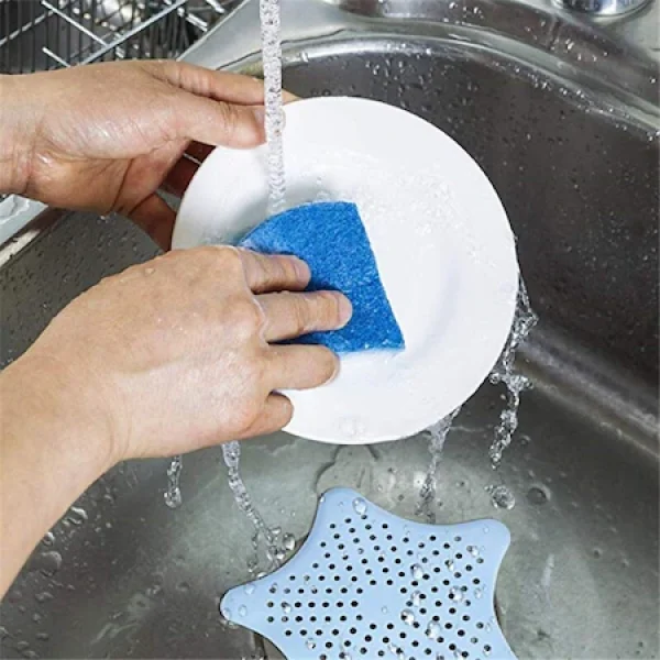Set 2 site cu ventuza din silicon pentru chiuveta, 15 x 15 cm, culoare albastru