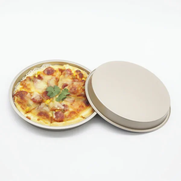 Tava de copt rotunda, material antiaderent, diametrul 25 cm, auriu