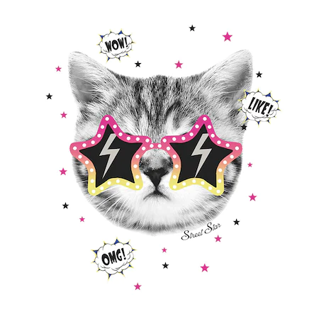 Sticker decorativ autocolant Street Star, 40x45 cm, multicolor