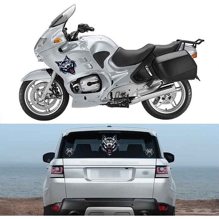 Sticker decorativ auto, 3 Lupi, PVC autocolant,16x17.5 cm, Negru/Gri - imagine 3