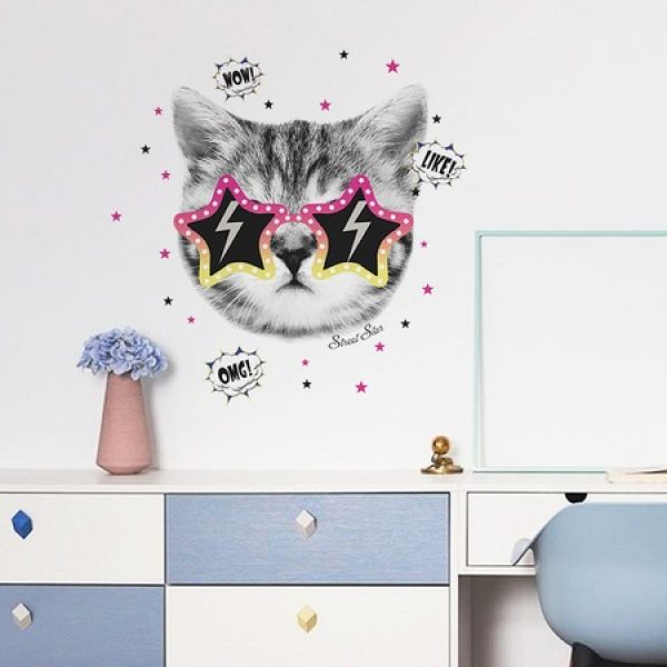 Sticker decorativ autocolant Street Star, 40×45 cm, multicolor