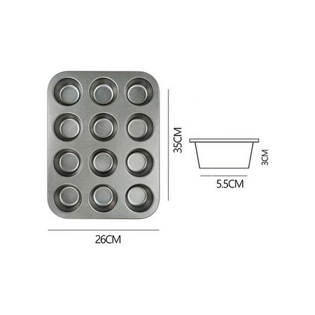 Tava pentru briose, 12 forme, 26x35 cm, negru - imagine 3