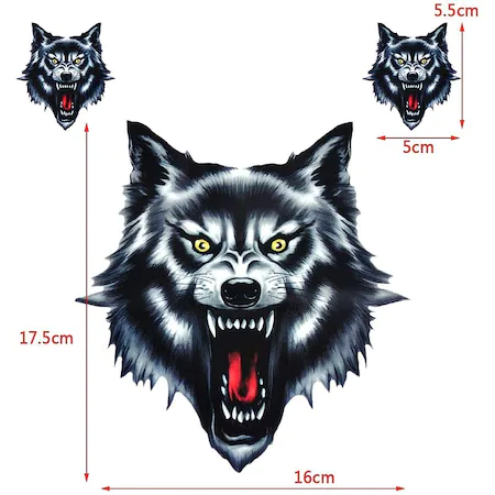 Sticker decorativ auto, 3 Lupi, PVC autocolant,16x17.5 cm, Negru/Gri - imagine 5