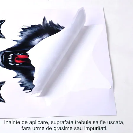 Sticker decorativ auto, 3 Lupi, PVC autocolant,16x17.5 cm, Negru/Gri - imagine 6