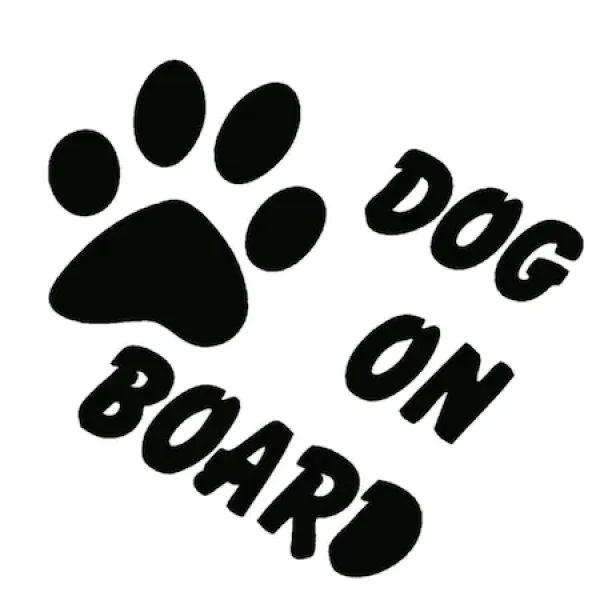 Sticker decorativ auto, Dog on board, 120×145 mm, negru