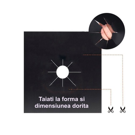 Set 4 Folii de Protectie, reutilizabile, pentru Plita si Aragazul pe gaz, 27 x 27 cm, argintiu - imagine 10