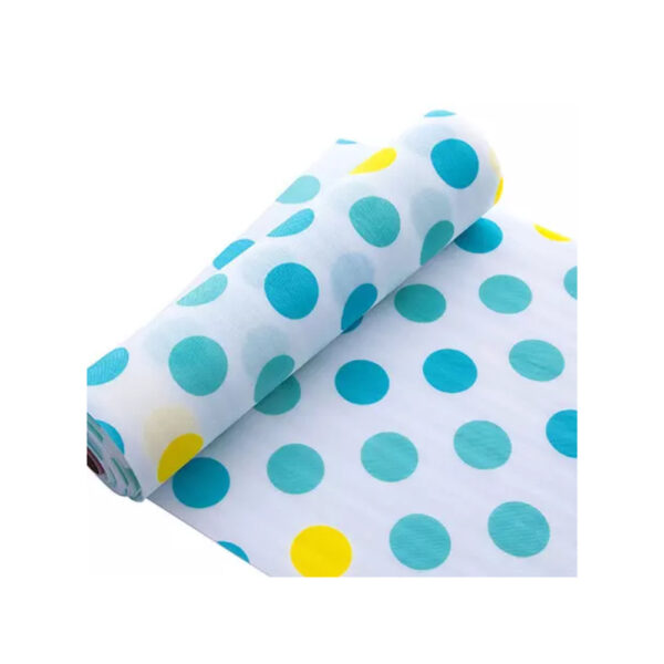 Covoras anti-alunecare pentru sertar dulap, culoare alb cu buline albastre, material PET, 30 x 500 cm