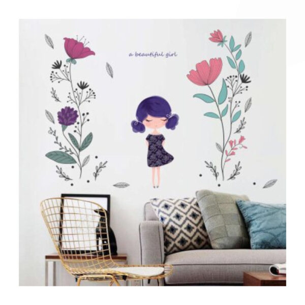 Sticker decorativ pentru perete sau mobila, Fata Frumoasa,  60 x 90 cm
