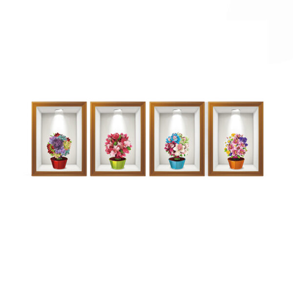 Sticker decorativ pentru perete, tablouri flori 3D artistic, 60 x 90 cm