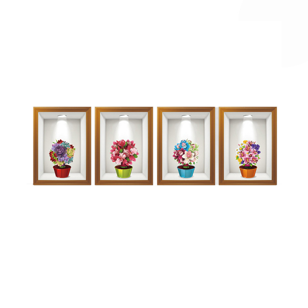 Sticker decorativ pentru perete, tablouri flori 3D artistic, 60 x 90 cm