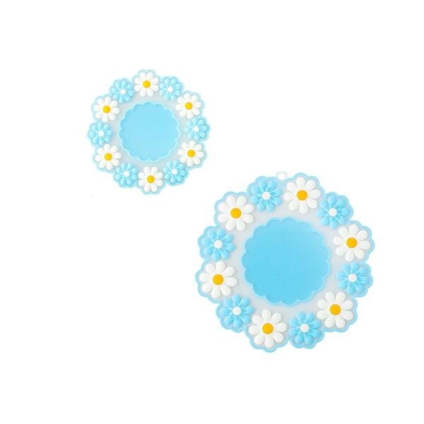 Set 2 suporturi farfurii Flower, PVC, 2 marimi, albastru
