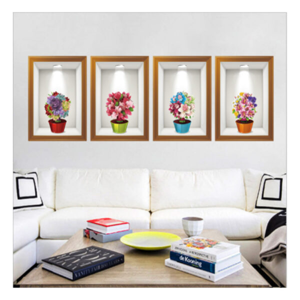 Sticker decorativ pentru perete, tablouri flori 3D artistic, 60 x 90 cm