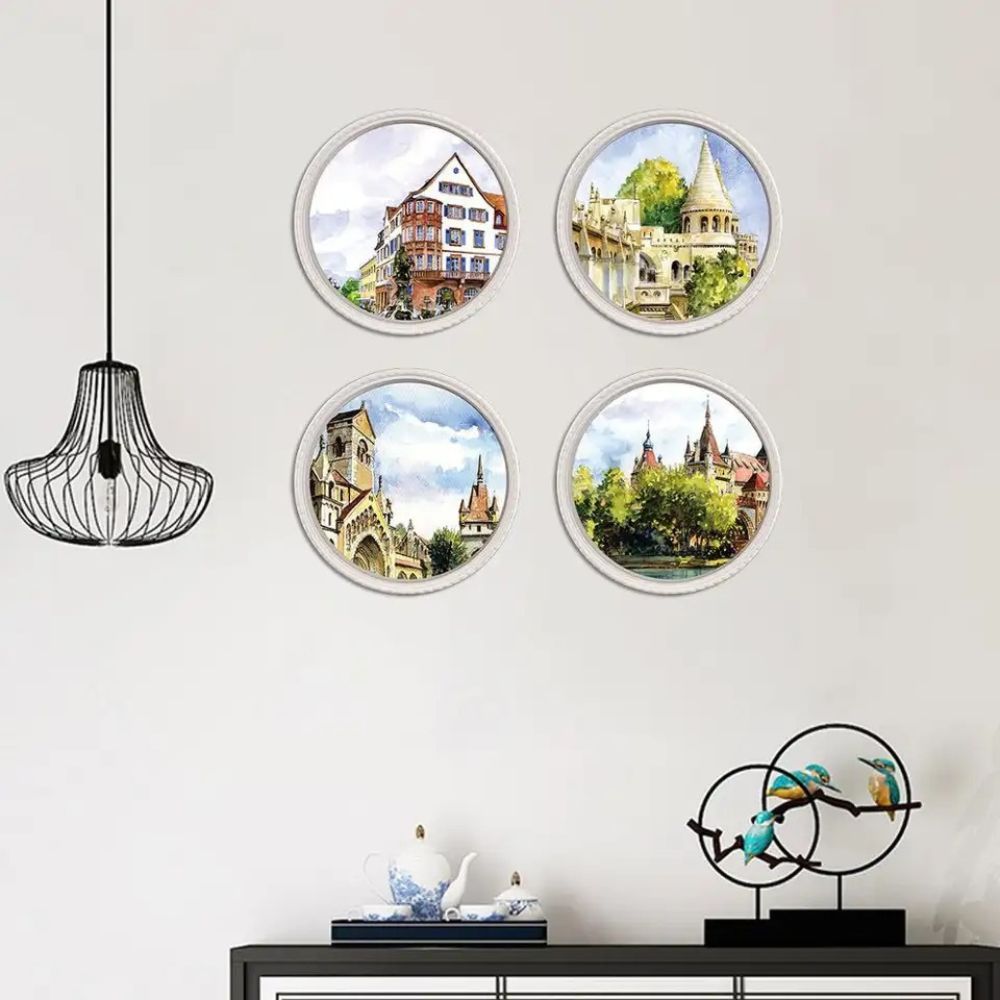 Set 4 stickere decorative pentru perete, Arhitectura, 25 x 25 cm - imagine 2