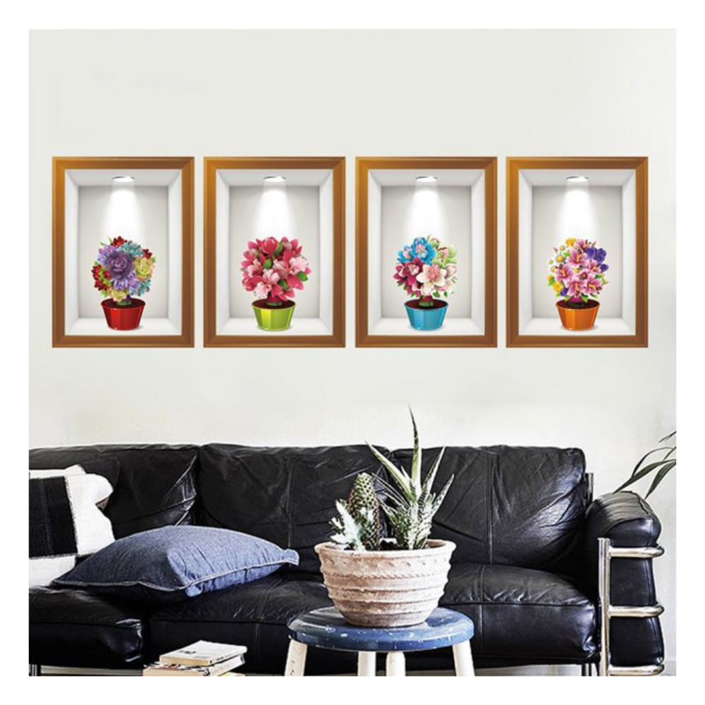 Sticker decorativ pentru perete, tablouri flori 3D artistic, 60 x 90 cm - imagine 3