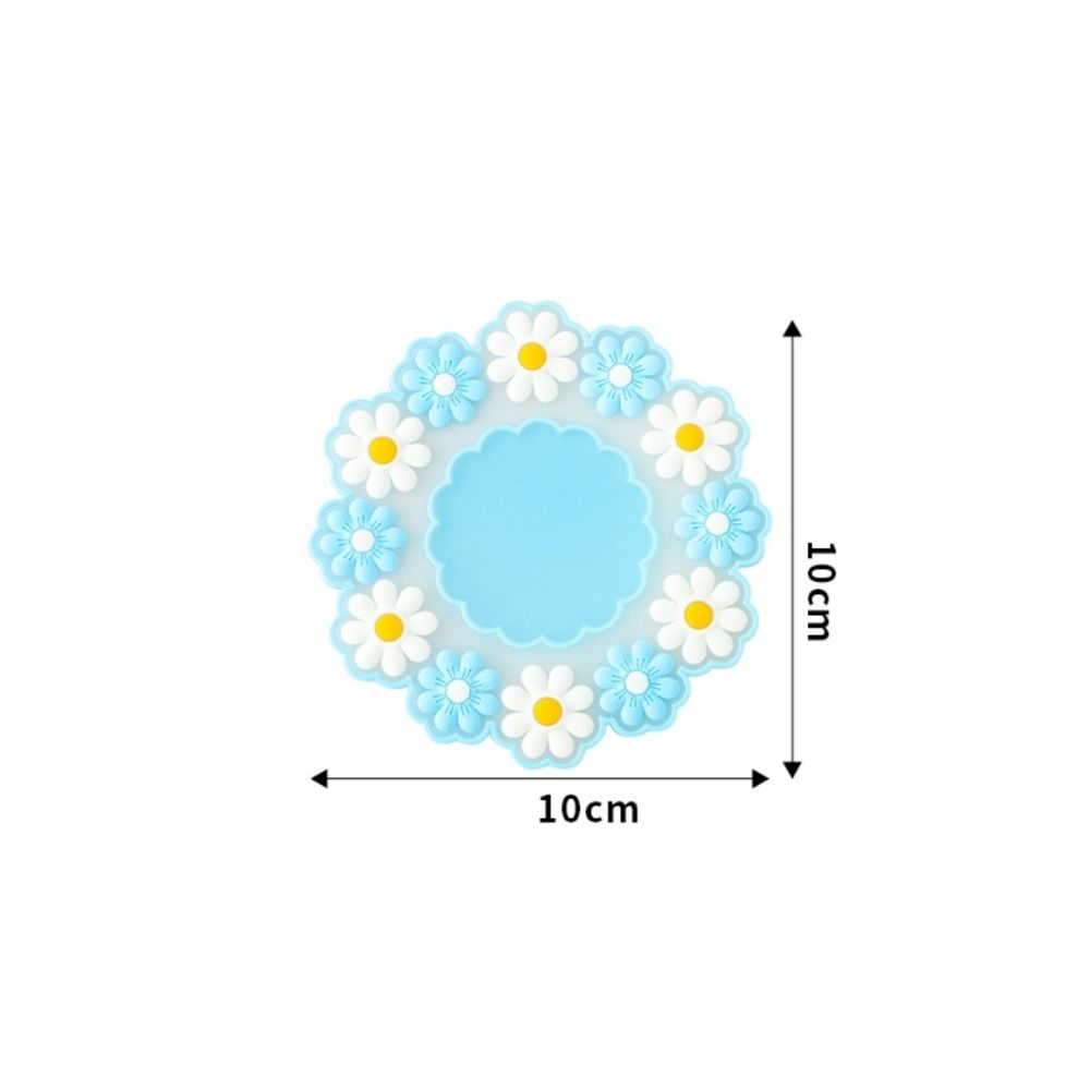 Set 2 suporturi farfurii Flower, PVC, 2 marimi, albastru - imagine 3