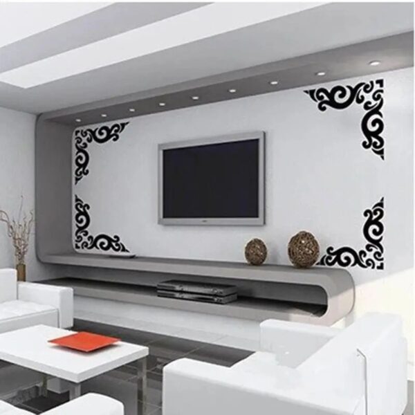 Set 4 stickere decorative pentru perete, Tribal, argintiu, 30 x 30 cm