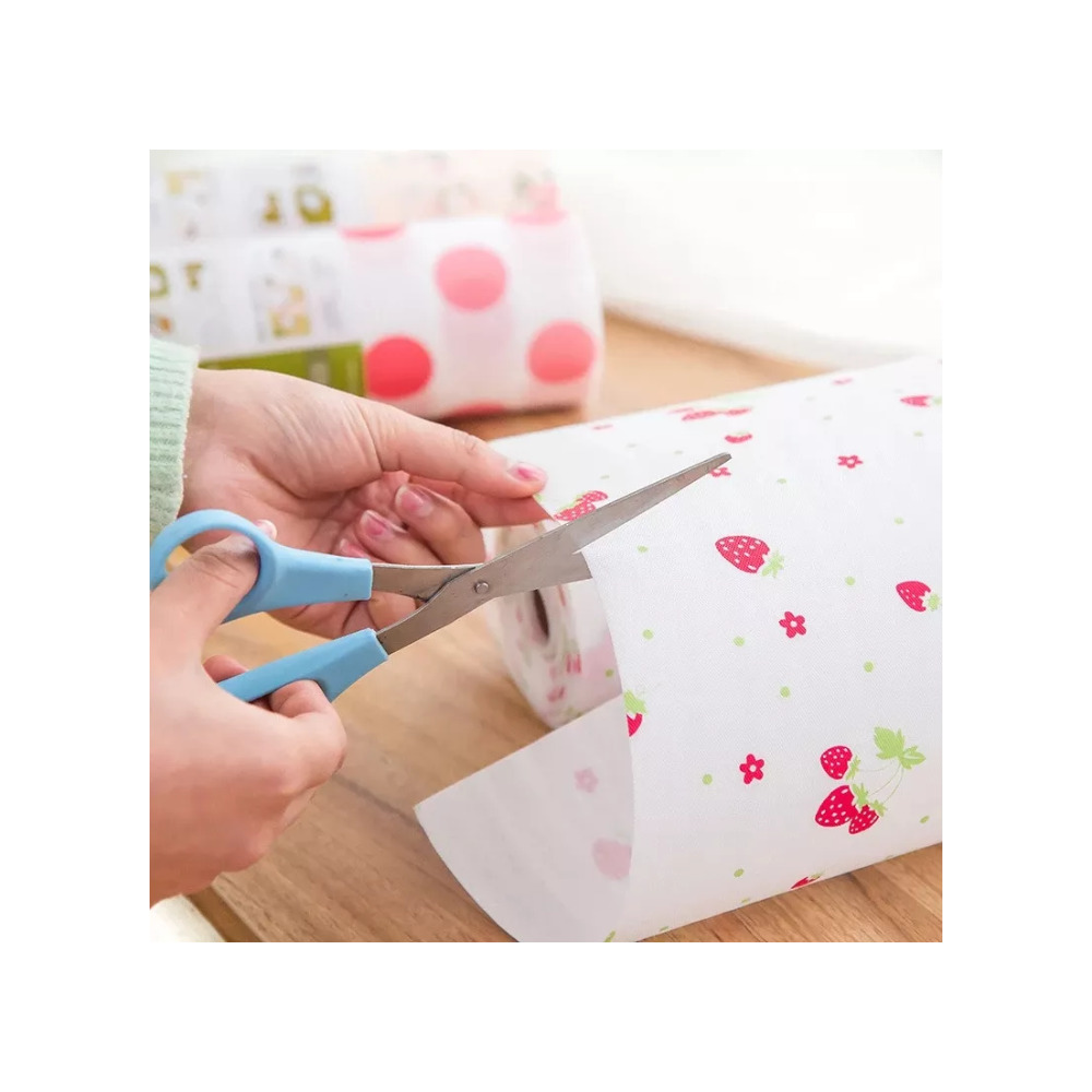 Covoras anti-alunecare pentru sertar dulap, culoare alb cu buline albastre, material PET, 30 x 300 cm - imagine 4