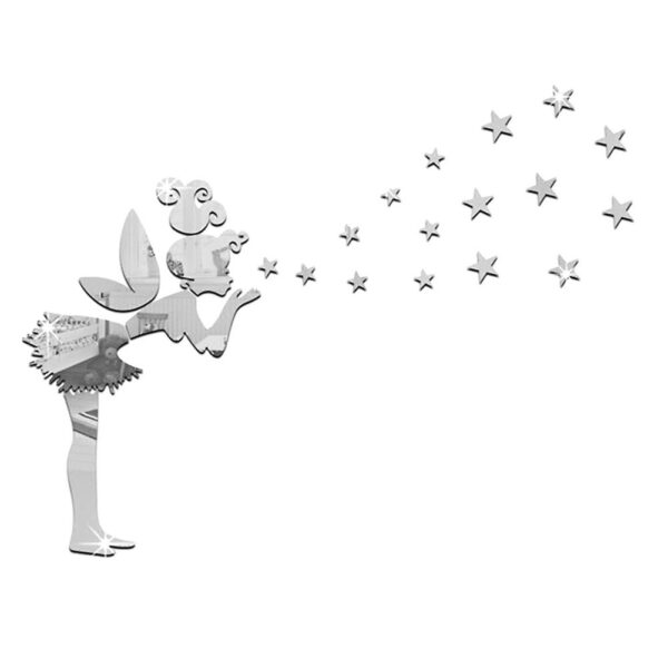 Set stickere autocolante acrilic decorative, Zana Magica, efect oglinda 3D, argintiu