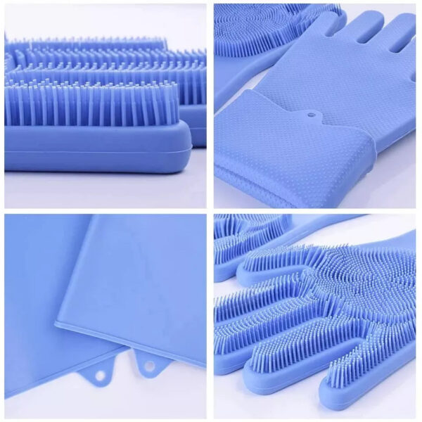 Set manusi de silicon multifunctionale, cu peri, rezistente la temperaturi inalte, violet, 33 x 16 cm