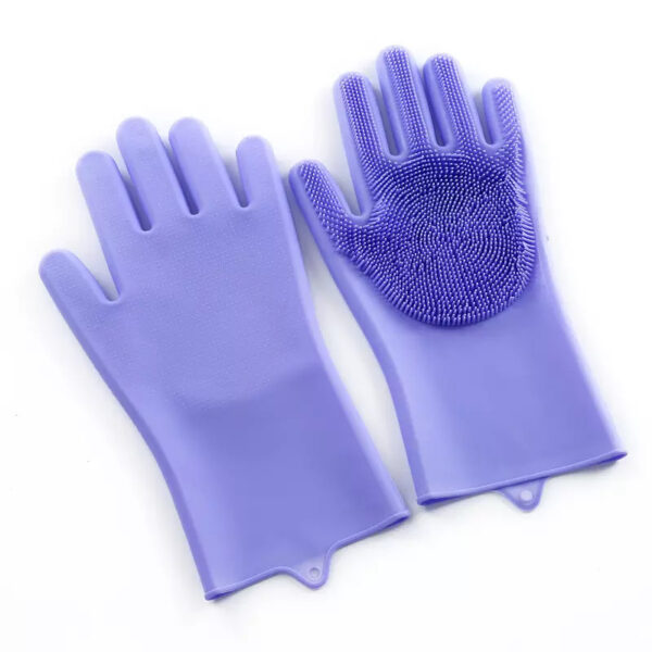 Set manusi de silicon multifunctionale, cu peri, rezistente la temperaturi inalte, violet, 33 x 16 cm