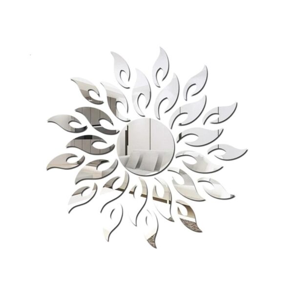 Set stickere autocolante acrilic decorative, SUNFLOWER, efect oglinda 3D, argintiu