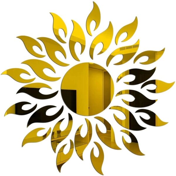 Set stickere autocolante acrilic decorative, SUNFLOWER, efect oglinda 3D, auriu