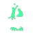 Sticker fosforescent cu Pisicute, pentru intrerupator/priza, 10×10 cm, culoare verde