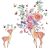 Sticker decorativ, Caprioare, flori si fluturi, 92×95 cm, multicolor