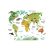Sticker decorativ pentru perete, Harta lumii cu animale, 95×73 cm, multicolor